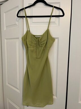 Abercrombie & Fitch Olive Green Slip Dress with Front Tie
